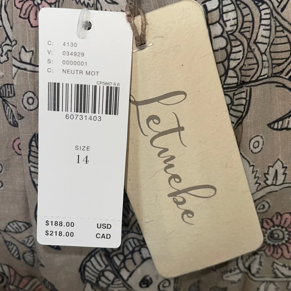 Let Me Be By Anthropologie NWT SZ 14 Babydoll Dress w Koi Fish/Floral Print - Picture 5 of 11